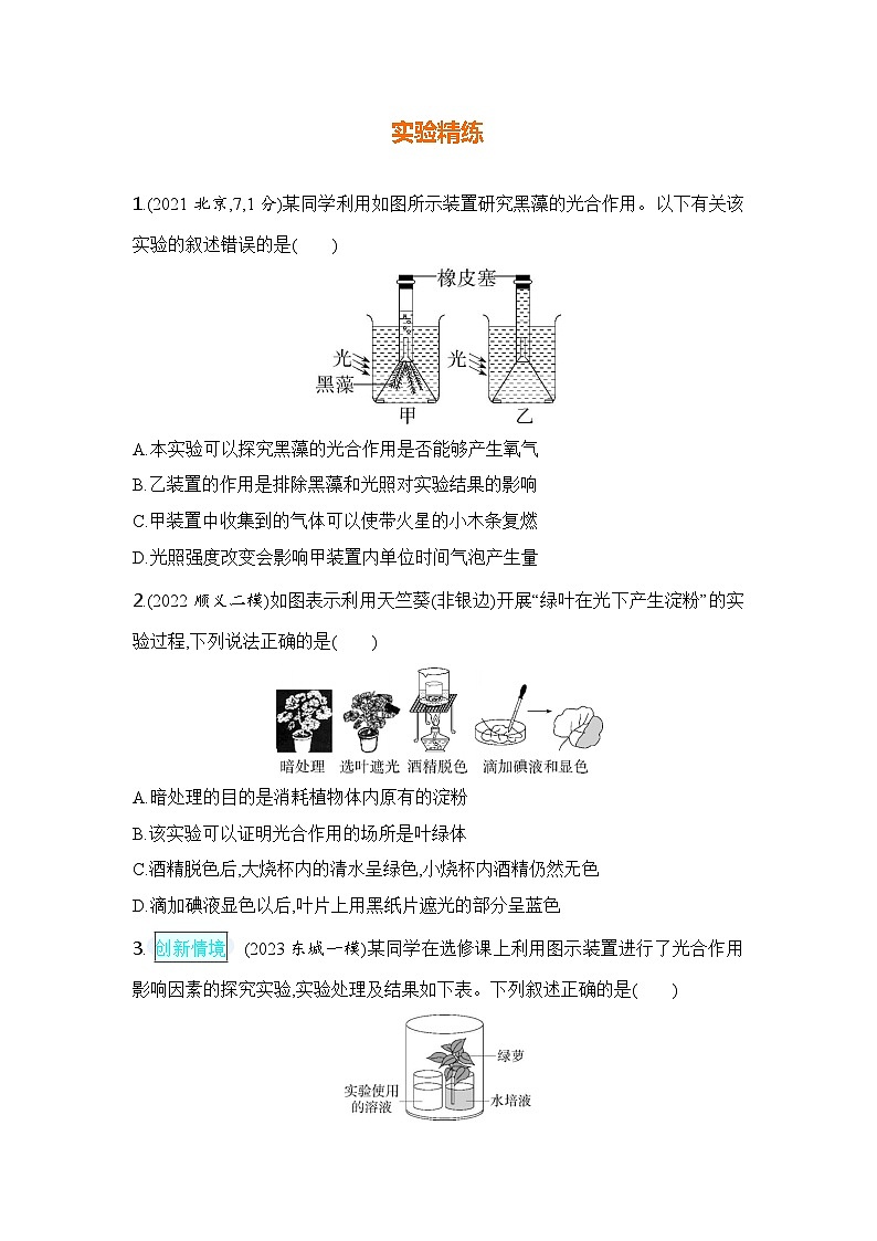 实验突破六　探究光合作用的条件、原料和产物第2页