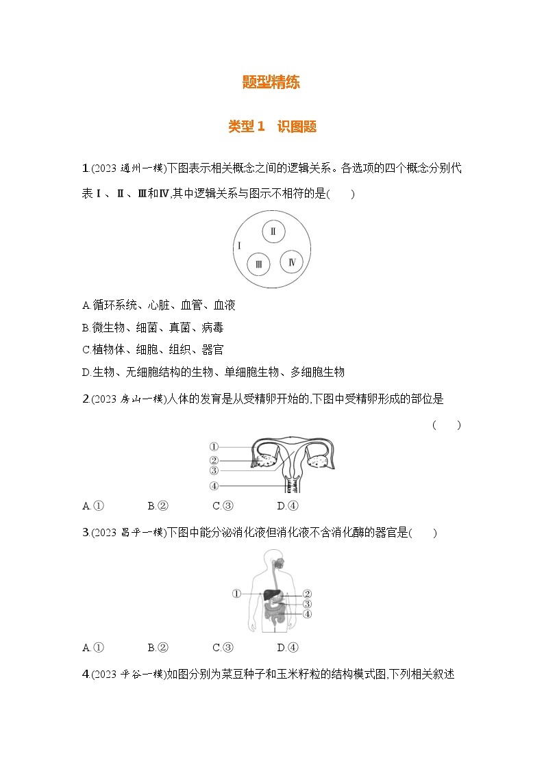 题型突破--2024年中考 北京版初中生物 一轮复习练习02