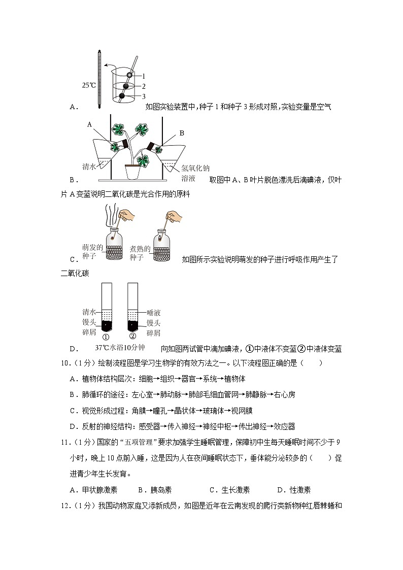 2023年湖南省张家界市中考生物试卷(含答案)03