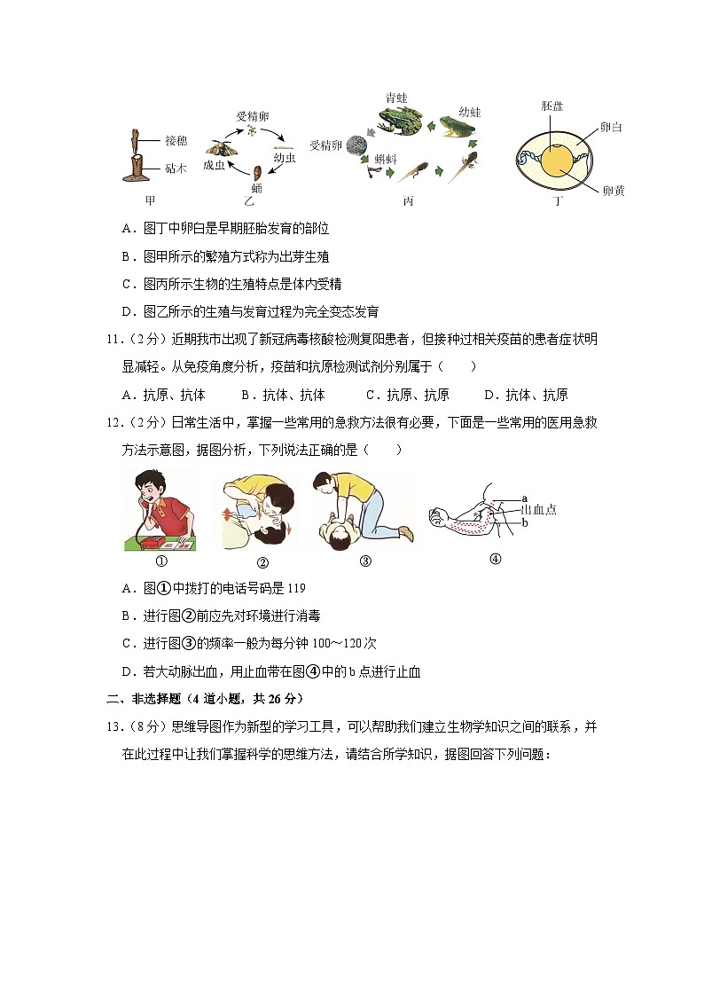 2023年湖南省永州市中考生物试卷(含答案)03