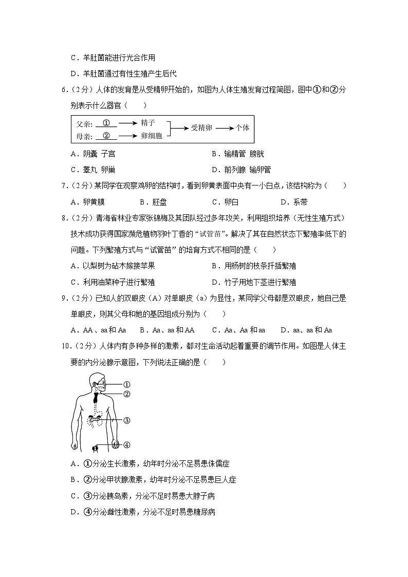 2023年青海省果洛州中考生物试卷(含答案)02