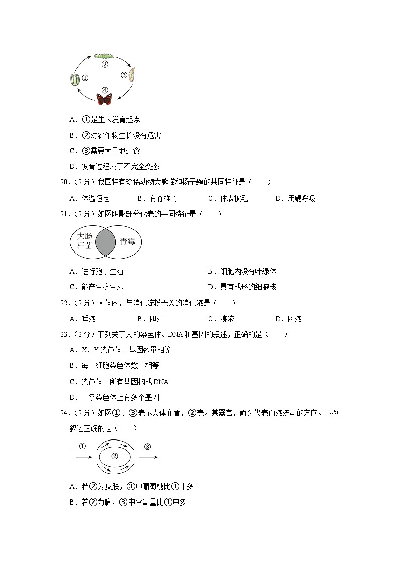 2023年福建省中考生物试卷(含答案)03