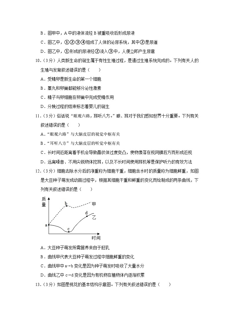 2023年四川省内江市中考生物试卷(含答案)03