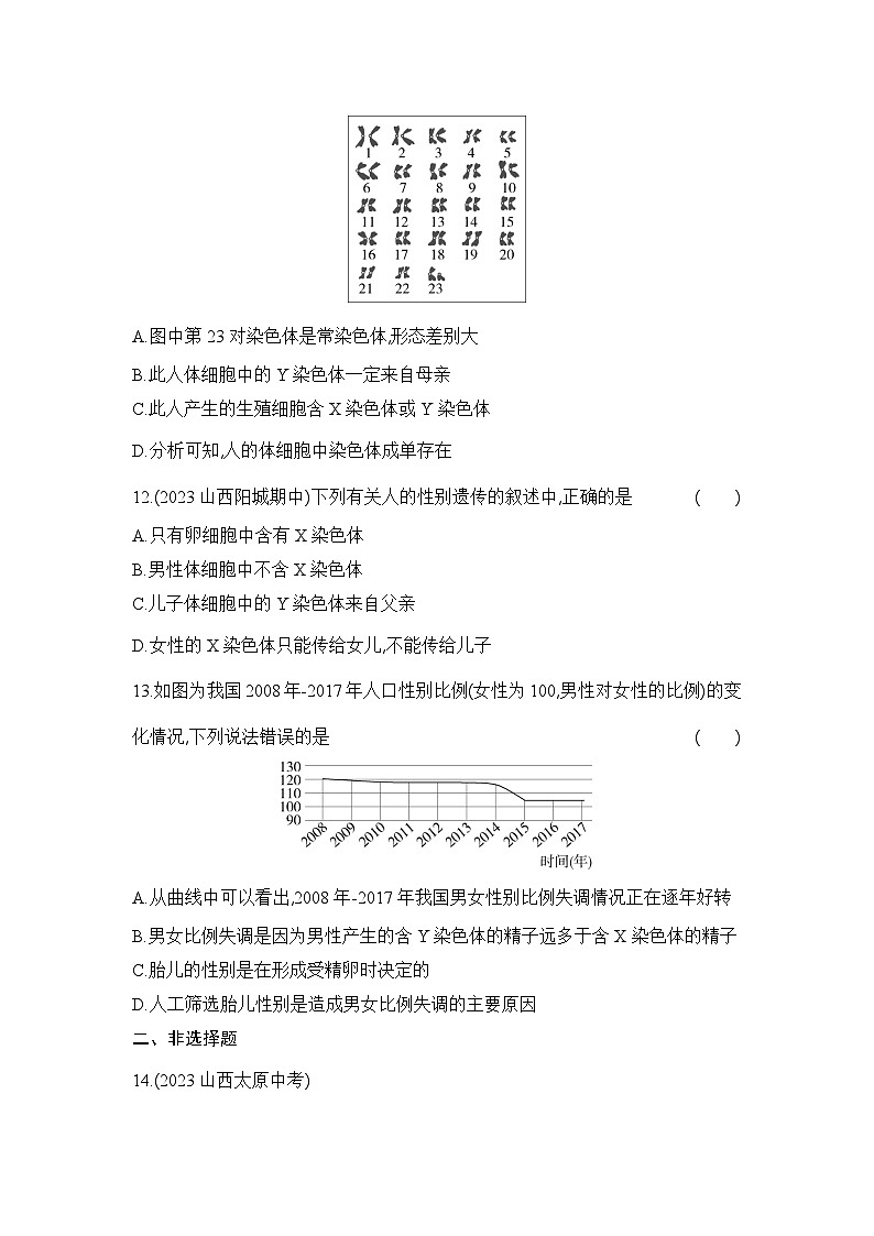 7.2.4《人的性别遗传》-人教版初中生物八年级下册同步练习03