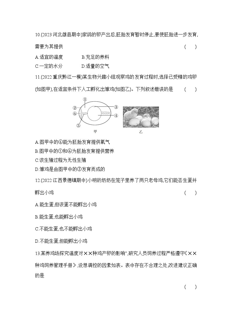 7.1.4《鸟类的生殖和发育》-人教版初中生物八年级下册同步练习03