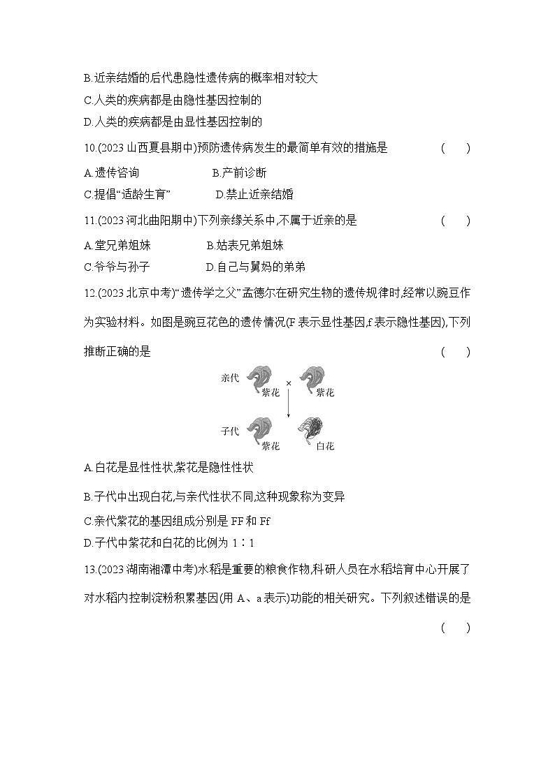 7.2.3《基因显性和隐性》-人教版初中生物八年级下册同步练习第3页