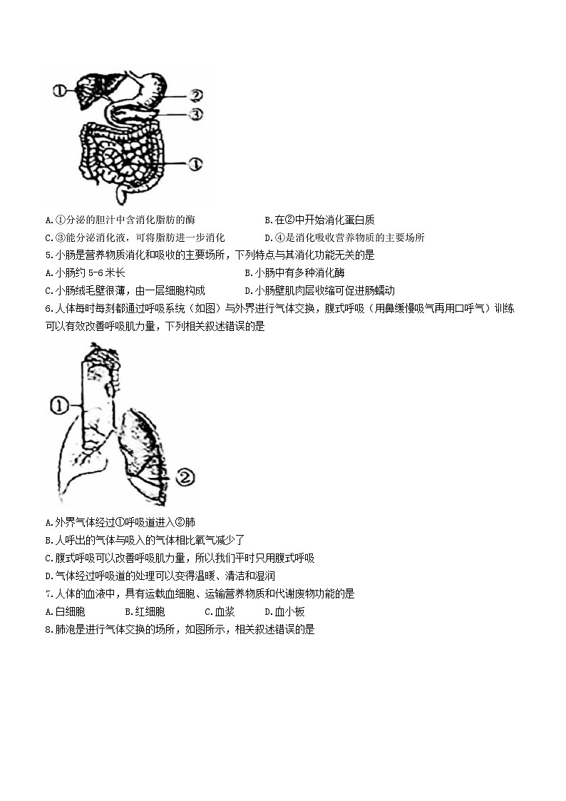 北京市第二中学教育集团2022-2023学年七年级下学期期末考试生物试卷第2页