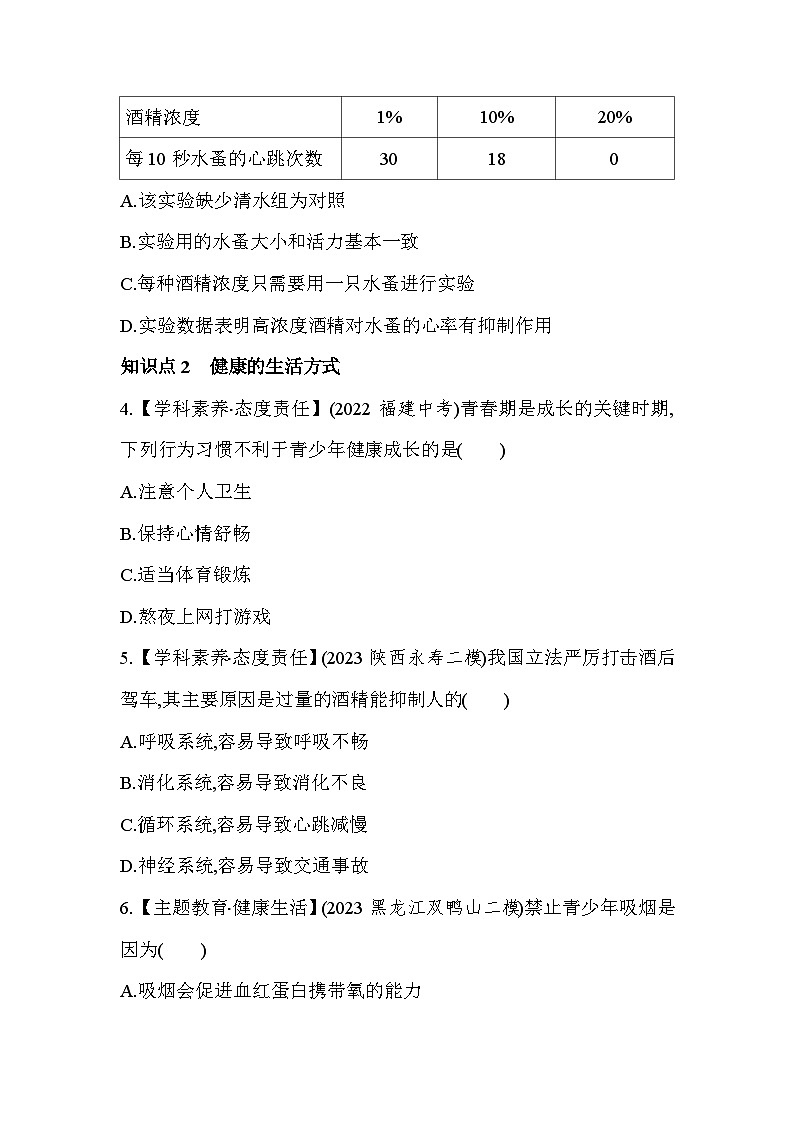 8.32　选择健康的生活方式-人教版初中生物八年级下册同步练习02