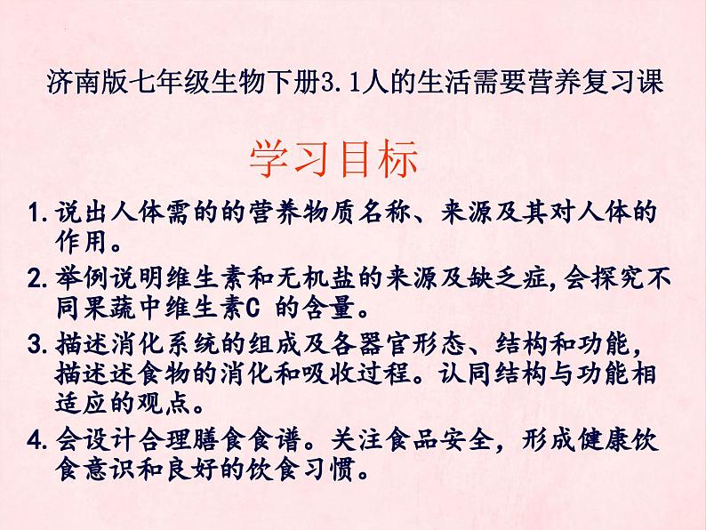 3.1人的生活需要营养复习课件-2023-2024学年济南版生物七年级下册02