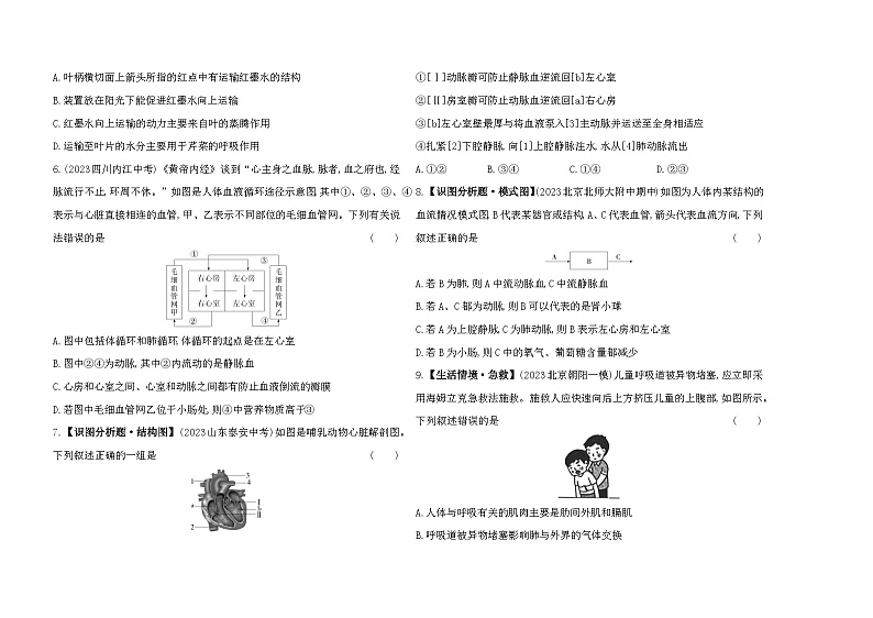期末素养综合测试(二)--北京课改版初中生物七年级下册同步练习02