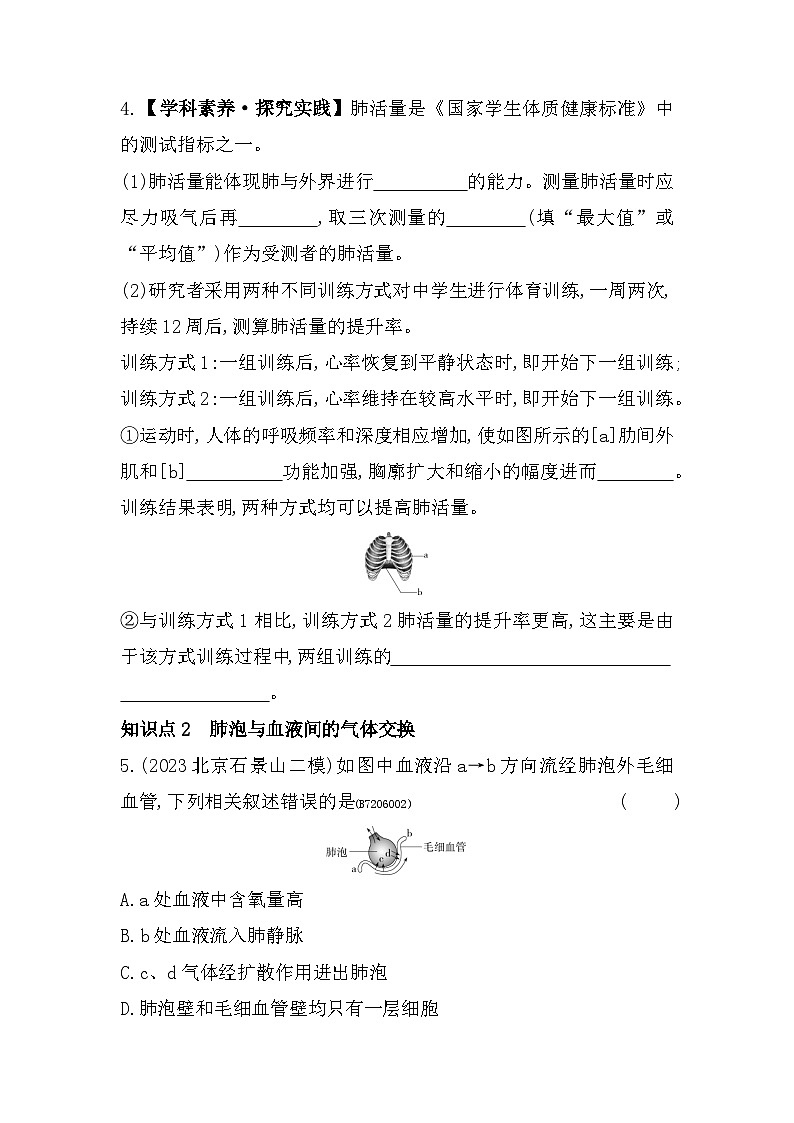 6.12　呼吸的全过程--北京课改版初中生物七年级下册同步练习第2页