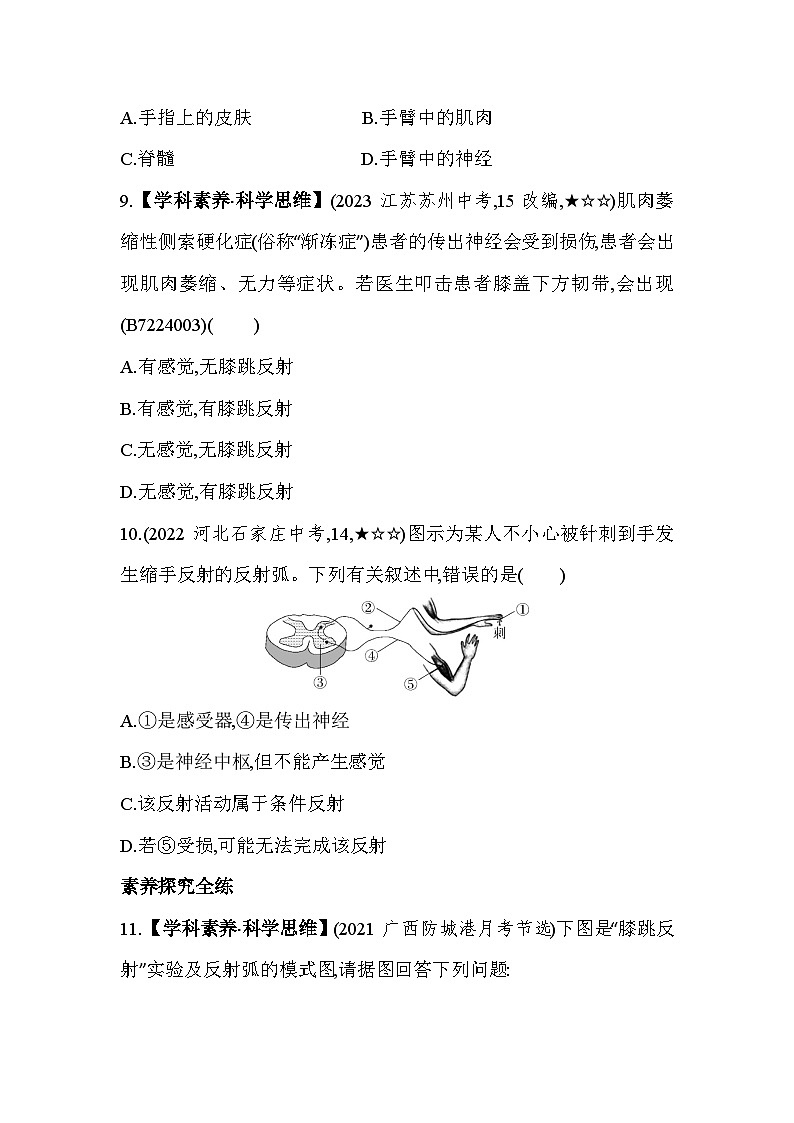 4.31  神经调节的基本方式——反射--冀少版初中生物七年级下册同步练习03