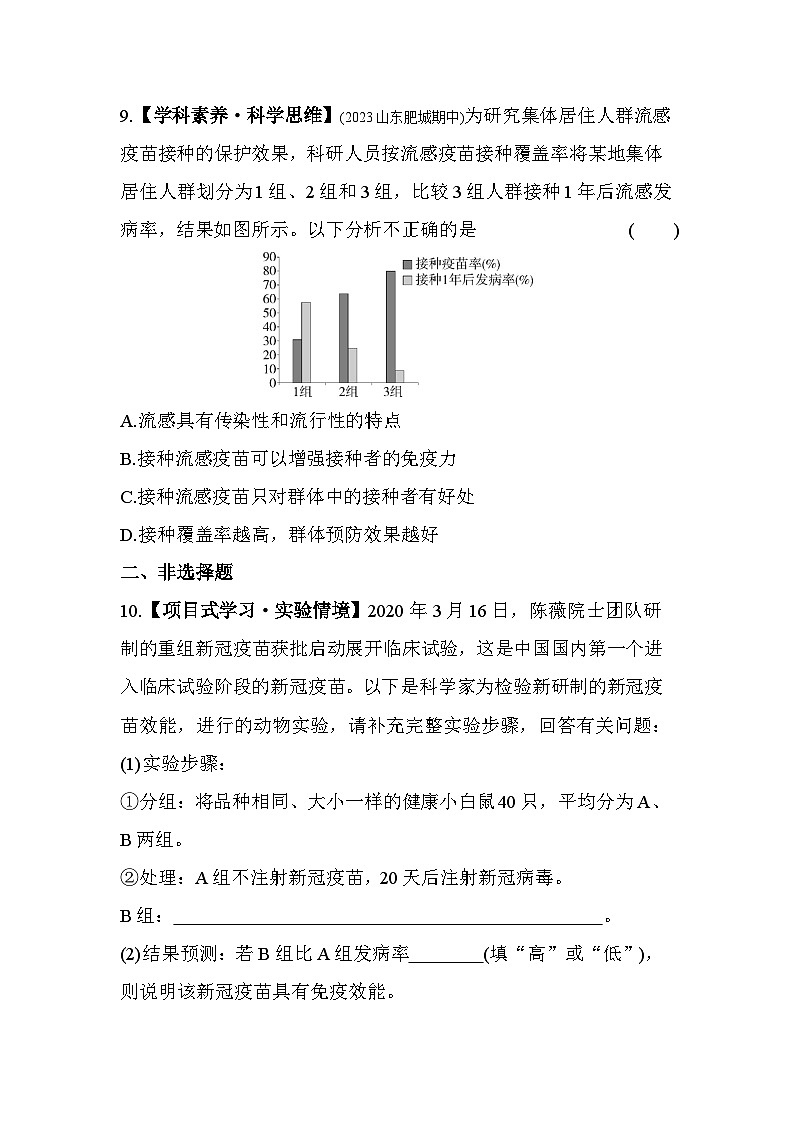 03-专项素养综合全练(三)   传染病和免疫--济南版初中生物七年级下册同步练习03