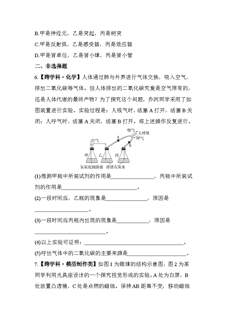 06-专项素养综合全练(六)   跨学科专题--济南版初中生物七年级下册同步练习03
