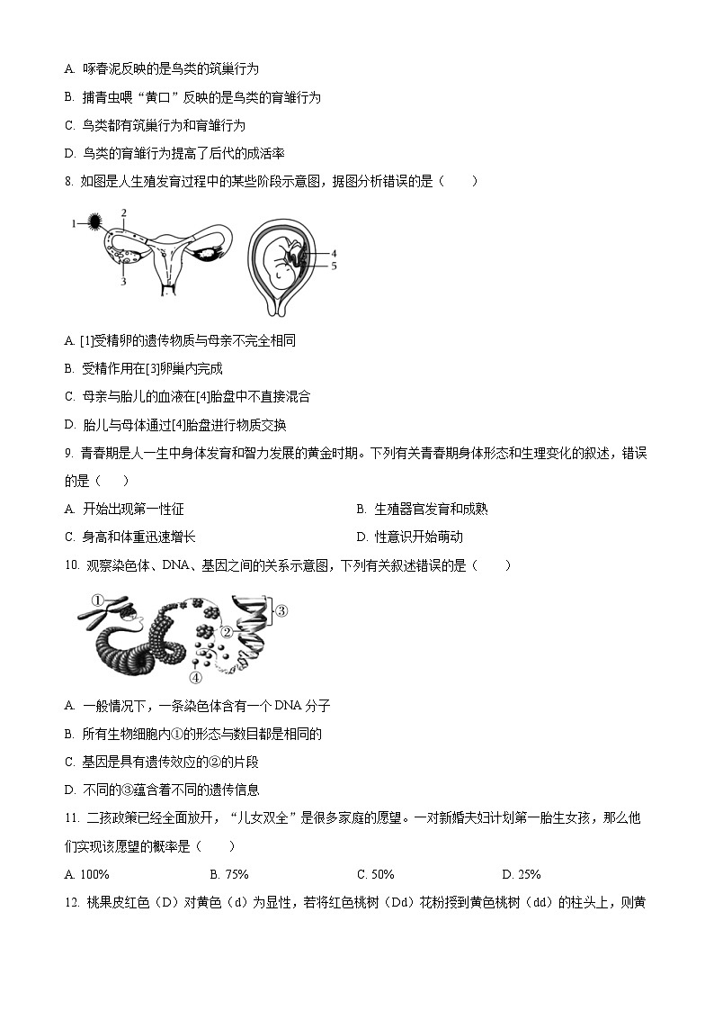 山东省济宁市兖州区2023-2024学年八年级上学期期末生物试题（原卷版+解析版）03