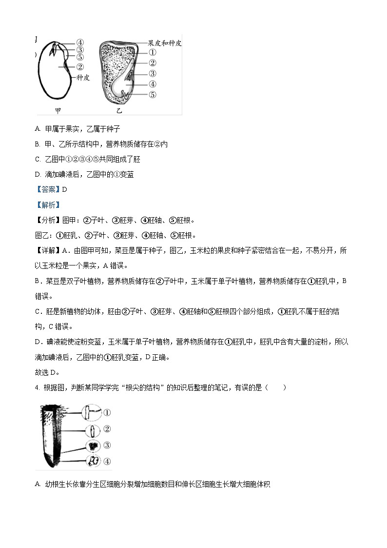 山东省济宁市兖州区2023-2024学年八年级上学期期末生物试题（原卷版+解析版）03