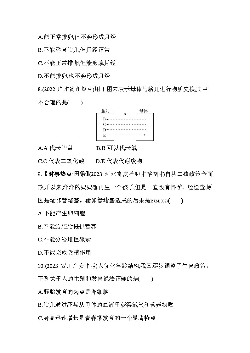 第一章   人的由来综合检测--人教版初中生物七年级下册同步练习第3页