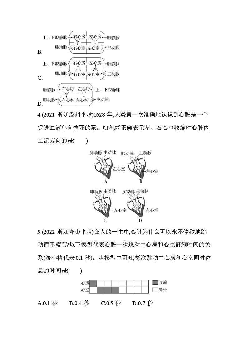 4.3   输送血液的泵——心脏--人教版初中生物七年级下册同步练习02