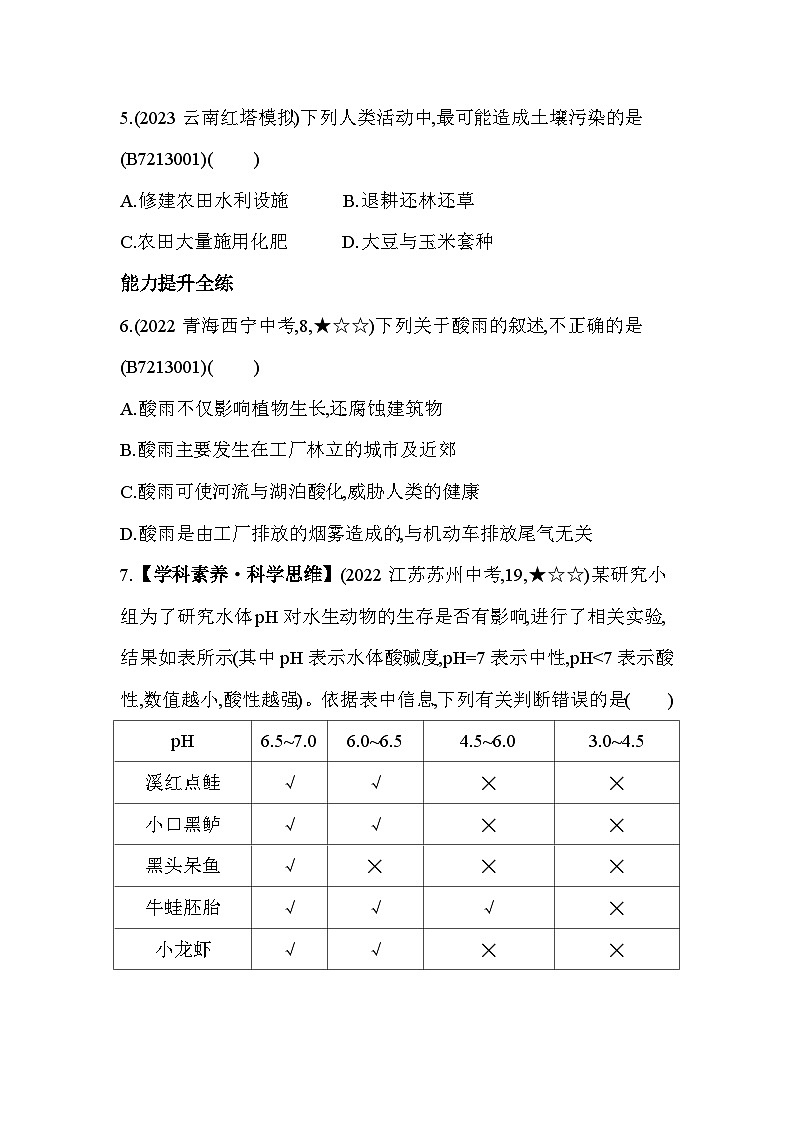 13.1　关注生物圈——环境在恶化--苏教版初中生物七年级下册同步练习第3页