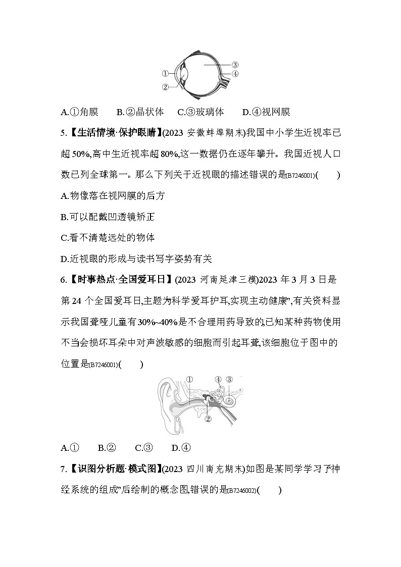 第五、六章   素养综合检测--人教版初中生物七年级下册同步练习第2页