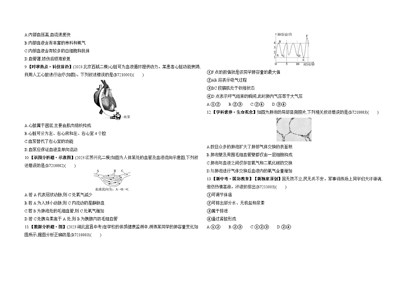 期末素养综合测试(一)--苏教版初中生物七年级下册同步练习第2页