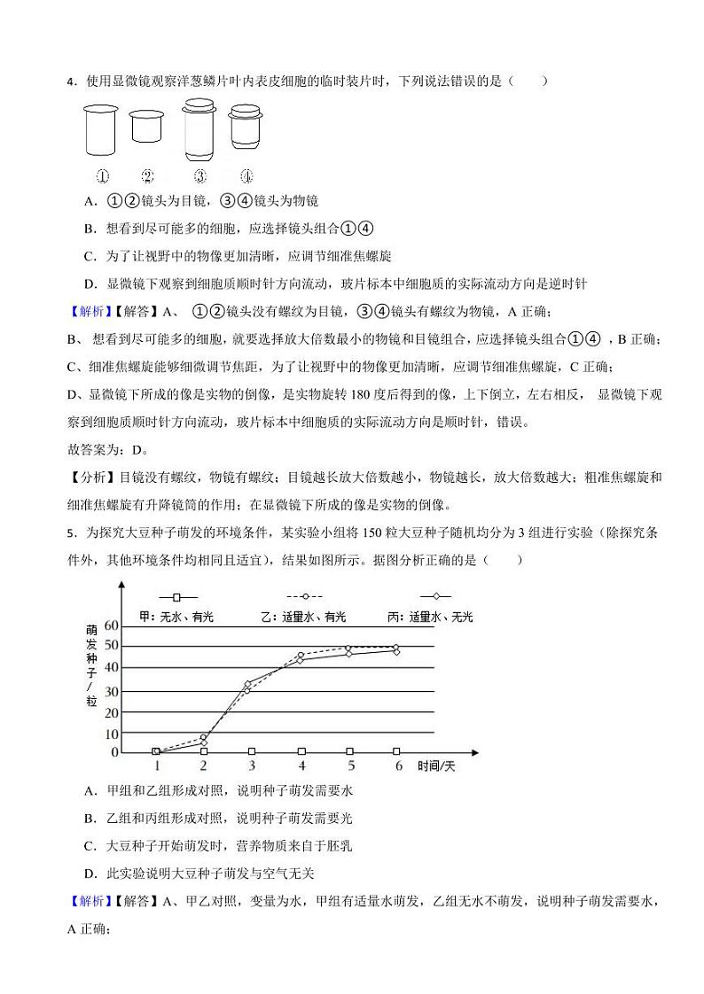 湖南省湘潭市2023年中考生物试题（附真题解析）02