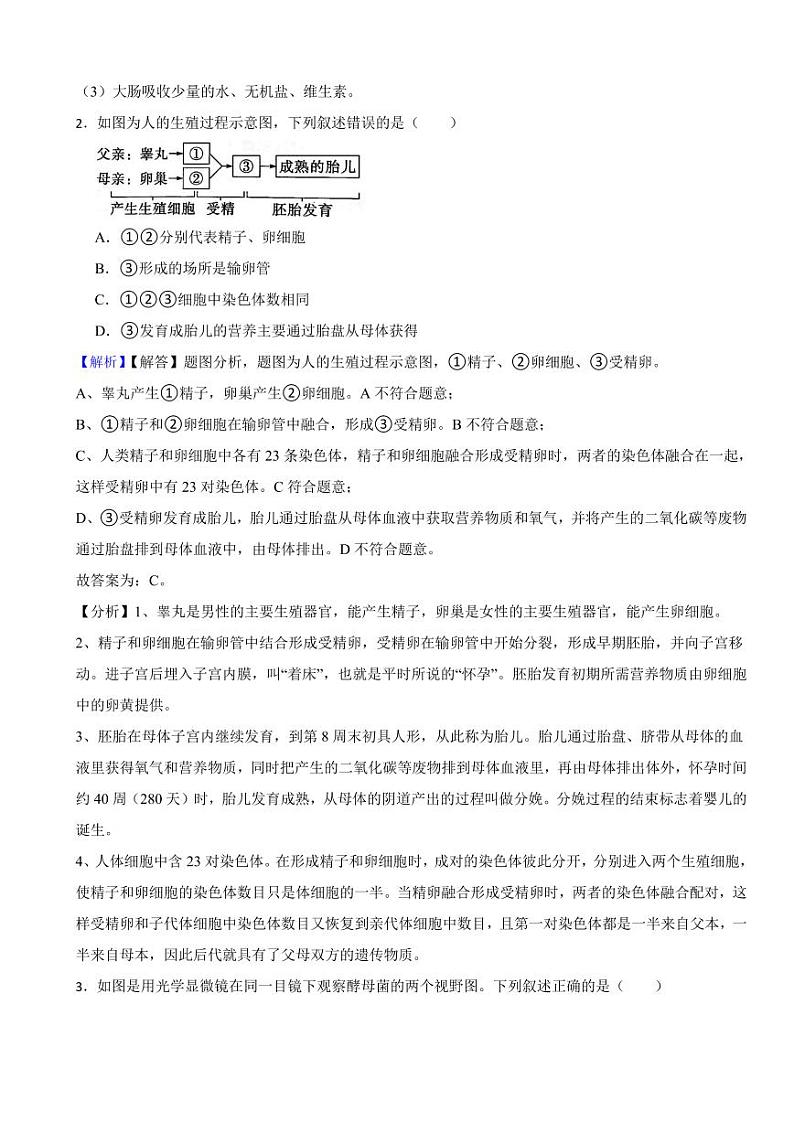 江苏省徐州市2023年中考生物试题（附真题解析）02