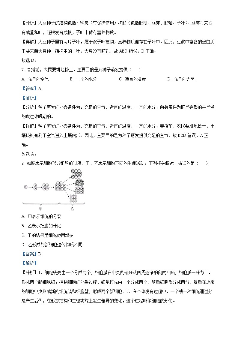 2023年山东省威海市生物中考真题03