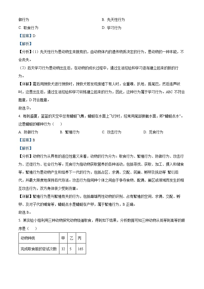 广东省揭阳市揭东区2023-2024学年八年级上学期期末生物试题第2页