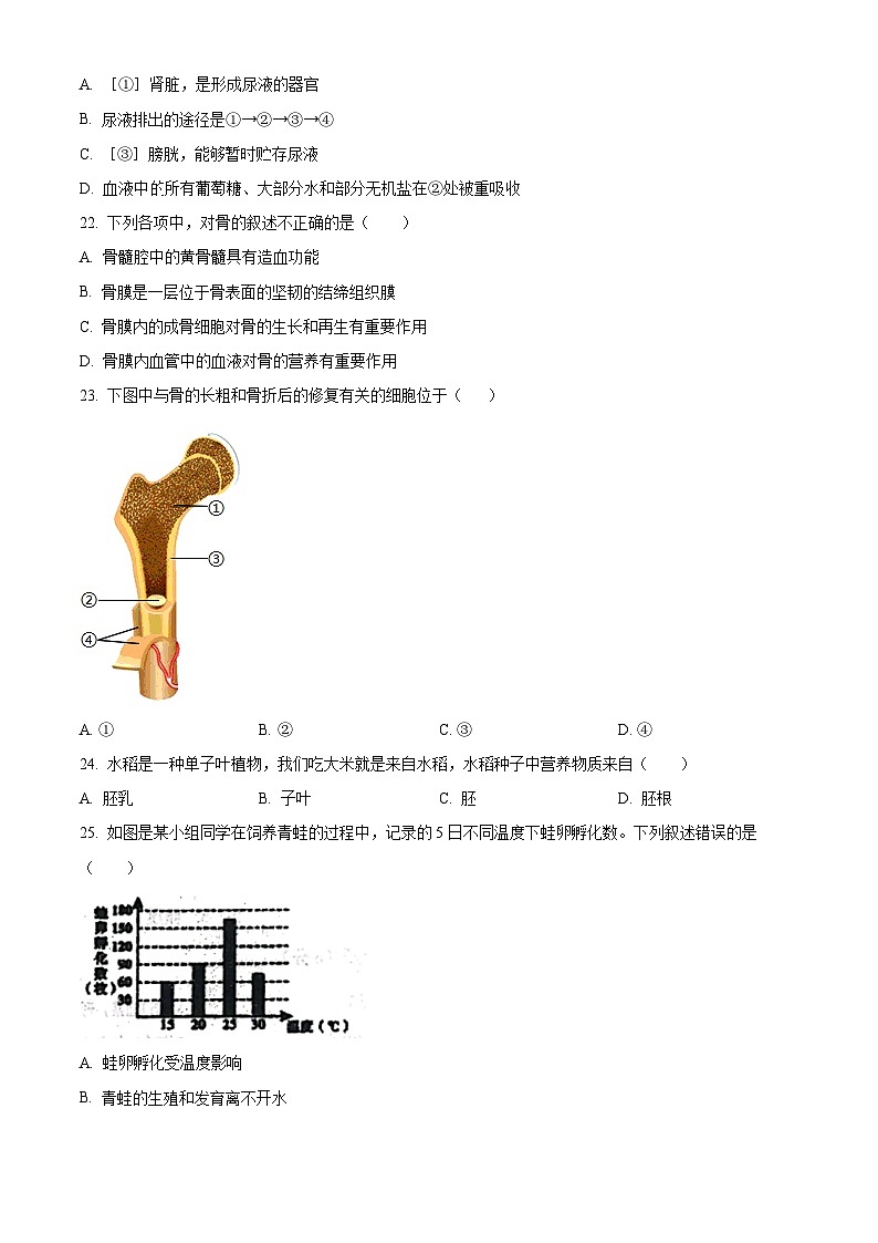 江苏省江阴市2023-2024学年八年级上学期期末生物试题（原卷版+解析版）03