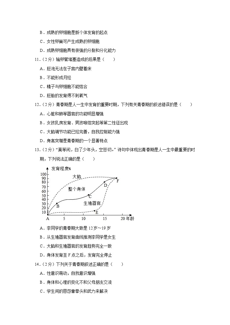 广东省梅州市丰顺县东海中学2022-2023学年七年级下学期5月月考生物试卷第3页