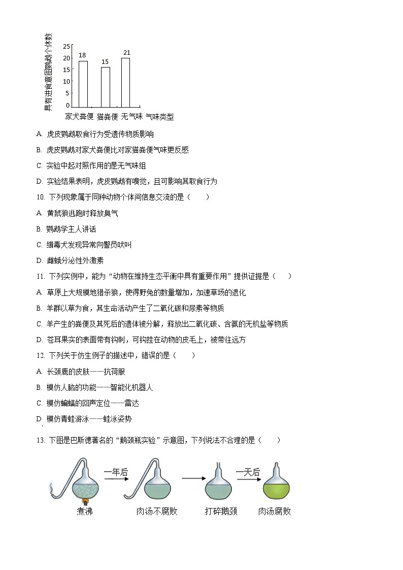陕西省渭南市大荔县2023-2024学年八年级上学期期末生物试题（原卷版+解析版）03