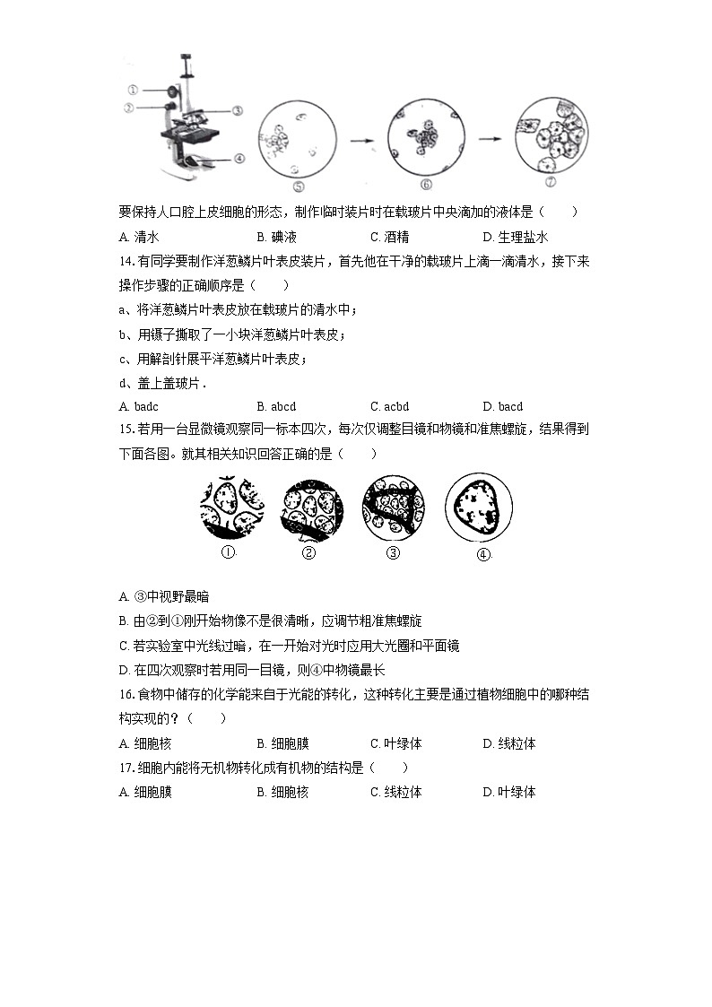 云南省昆明市嵩明县2022-2023学年七年级上学期期末生物试卷第3页