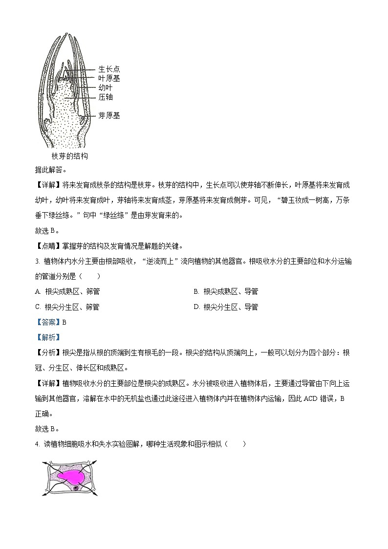 精品解析：重庆市忠县2023-2024学年八年级上学期期末生物试题（解析版）第2页