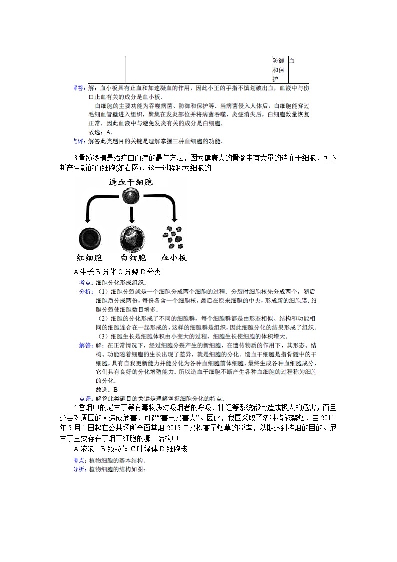 【全套精品专题】初中生物复习专题精讲 湖北省宜昌市中考生物试卷（word版，解析图片版）第2页