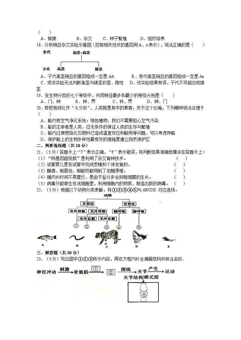 【全套精品专题】初中生物复习专题精讲湖南株州中考生物模拟试卷（带答案）第3页