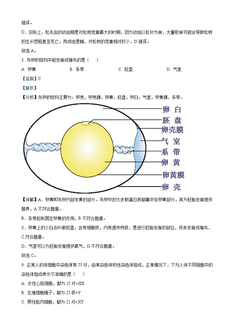 精品解析：河南省南阳市二校校联考2023-2024学年八年级下学期生物月考试题（解析版）第3页