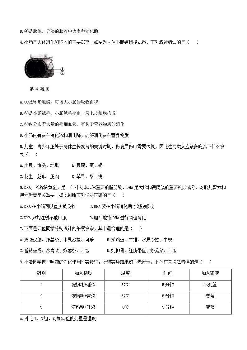 河南省驻马店市确山县2023-2024学年七年级下学期3月月考生物试题第2页