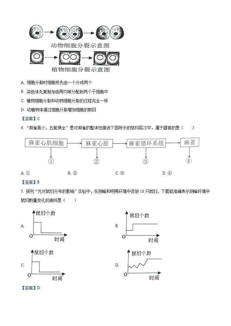 广东省佛山市南海区2021年中考生物试题（word版，答案和试题未分开）02