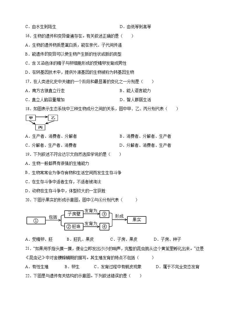 2023年南京市中考二模生物试题（含答案解析）02