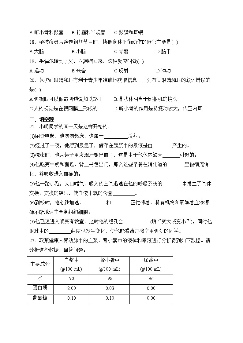 重庆市江津区12校2022-2023学年七年级下学期5月定时作业生物试卷(含答案)第3页