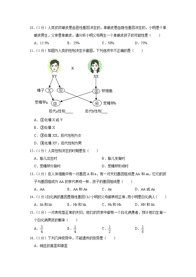 吉林省白山市抚松县三校2022-2023学年七年级下学期期中考试生物试卷03