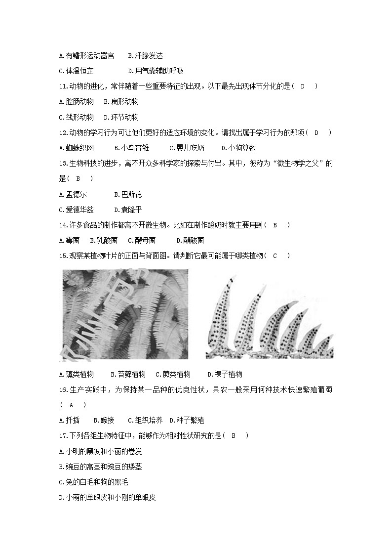 【全套精品专题】初中生物复习专题精讲 湖南省郴州市中考生物模拟试题（word版，含答案）第2页