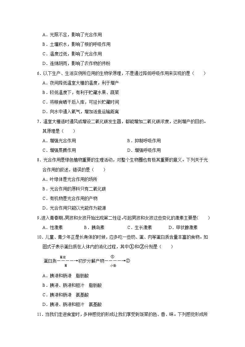 2021年四川省乐山市中考生物真题（含解析）02