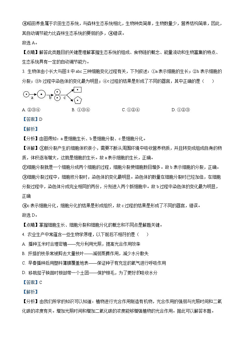 湖北省宜昌市2021年中考生物试题（含解析）第2页