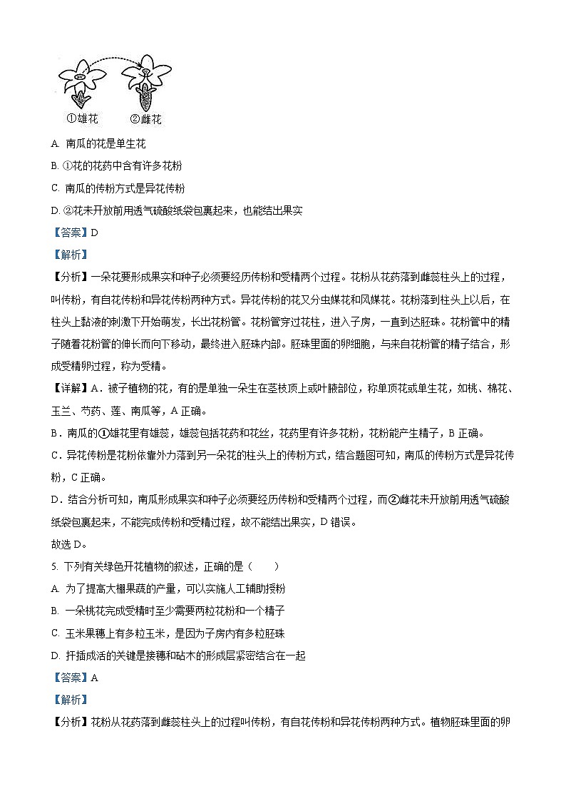 2022年山东省滨州市中考生物真题（含解析）03