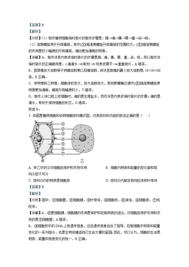 2022年山东省临沂市中考生物真题（含解析）第2页