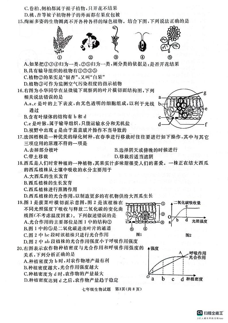 山东省济宁市曲阜市2023-2024学年七年级上学期期末生物学试题03