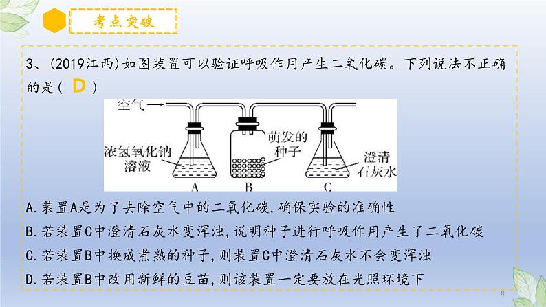 （通用版）中考生物一轮复习精讲课件专题08 绿色植物的呼吸作用（含答案）第8页