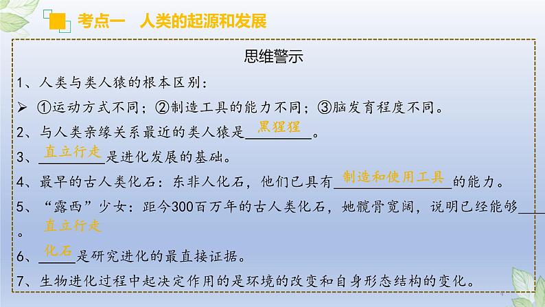 （通用版）中考生物一轮复习精讲课件专题09 人的由来（含答案）04